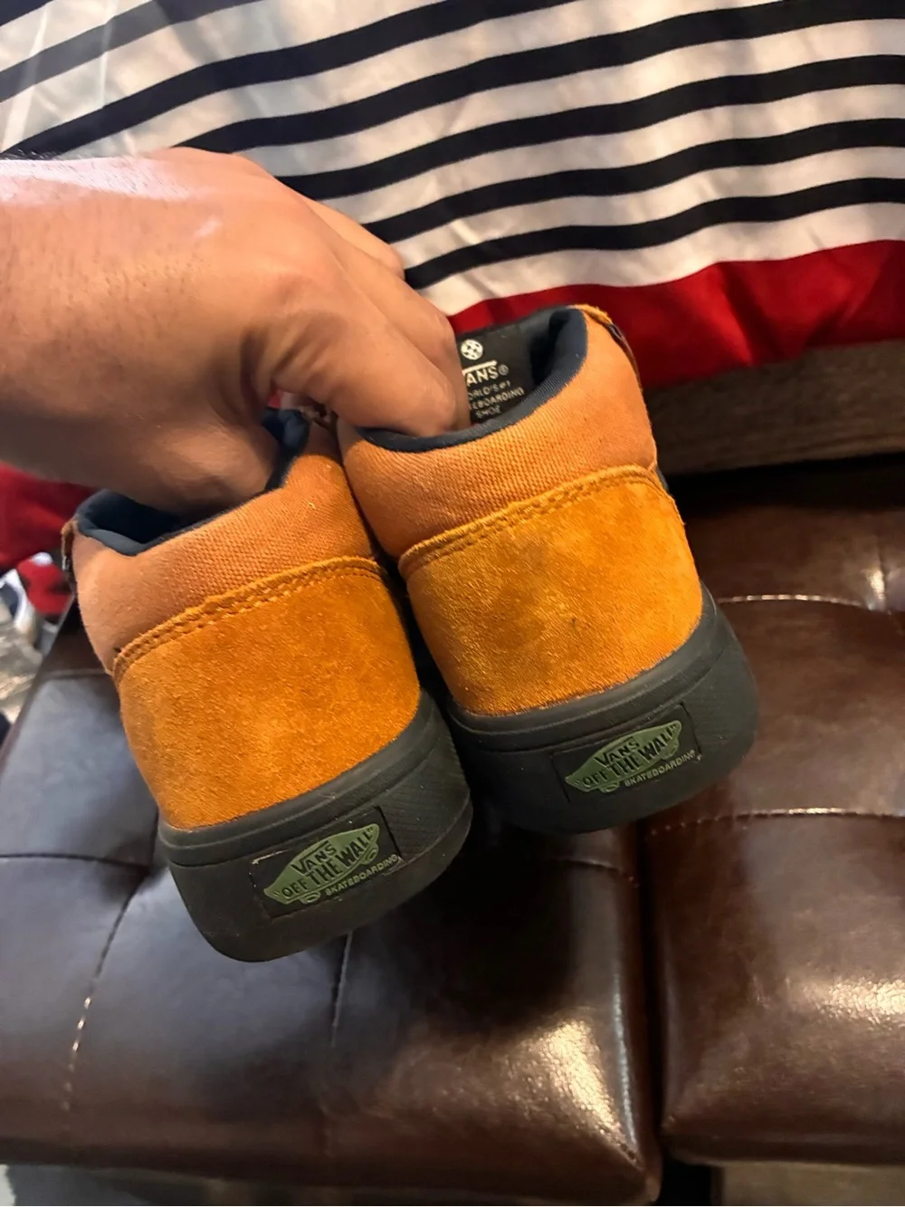 Men's Orange Suede Casual Sneakers - Unbranded